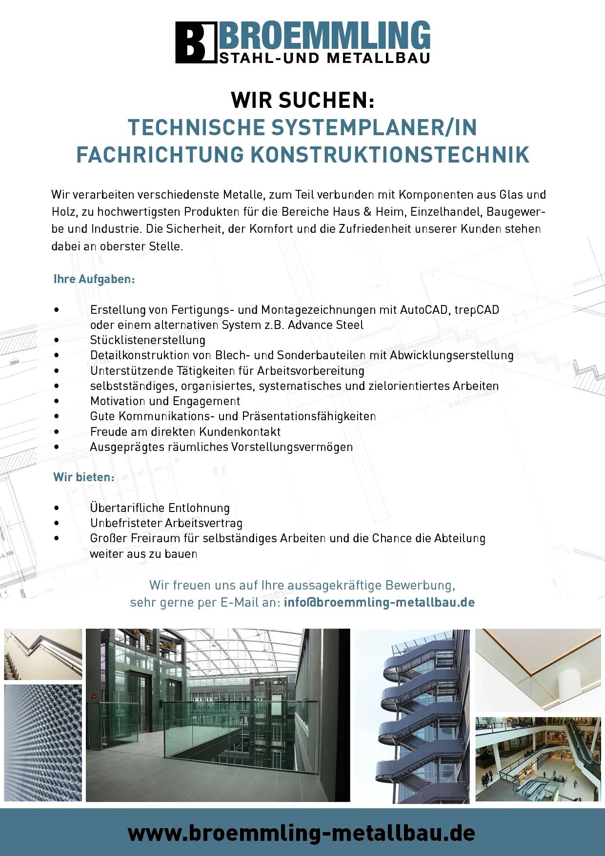 Stellenanzeige: Technische/r Systemplaner Fachrichtung Konstruktionstechnik (m/w/d)